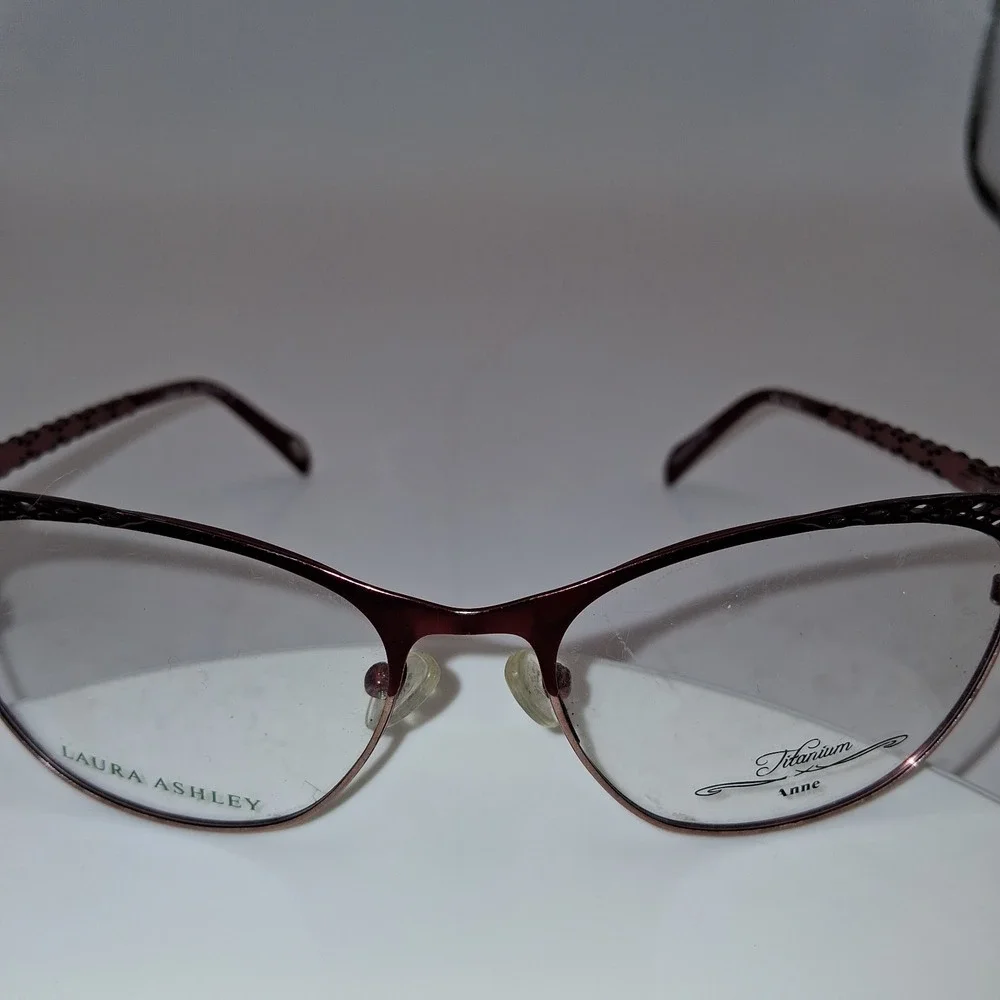 Laura Ashley Eyeglass Frames Women Wine Red Anne Titanium Cat Eye 53-17-135 008